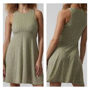 Athleta Santorini Thera Printed Dress S Tank Cami Green White Stretch Active